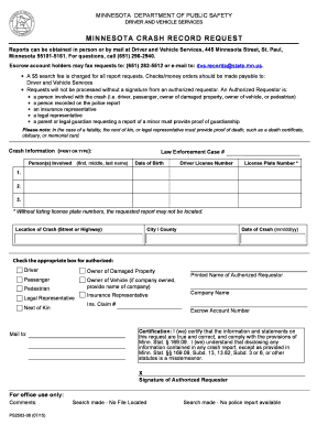 Mn Crash Record Request  Form