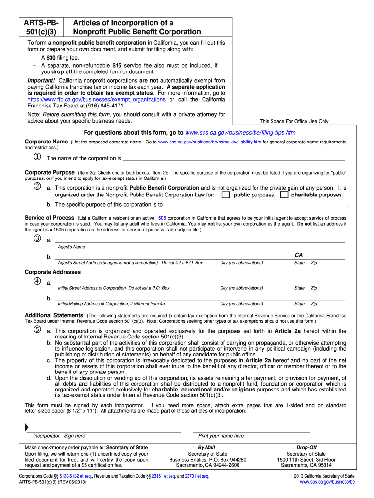 Arts Pb 501 C 3  Form