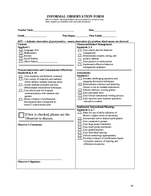 Informal Observation Examples