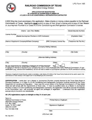 Application for Registration, LPG Form 16B Railroad Commission