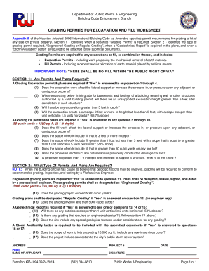  GRADING PERMITS for EXCAVATION and FILL WORKSHEET 2014