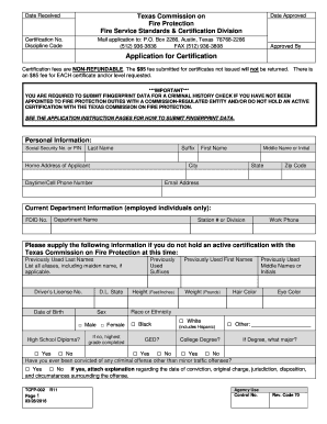 Form TCFP 002 Application for Certification Tcfp Texas
