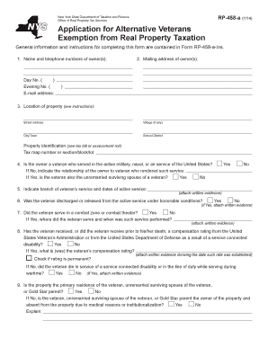 RP 458 a 114 New York State Department of Taxation and Finance Office of Real Property Tax Services Application for Alternative   Form