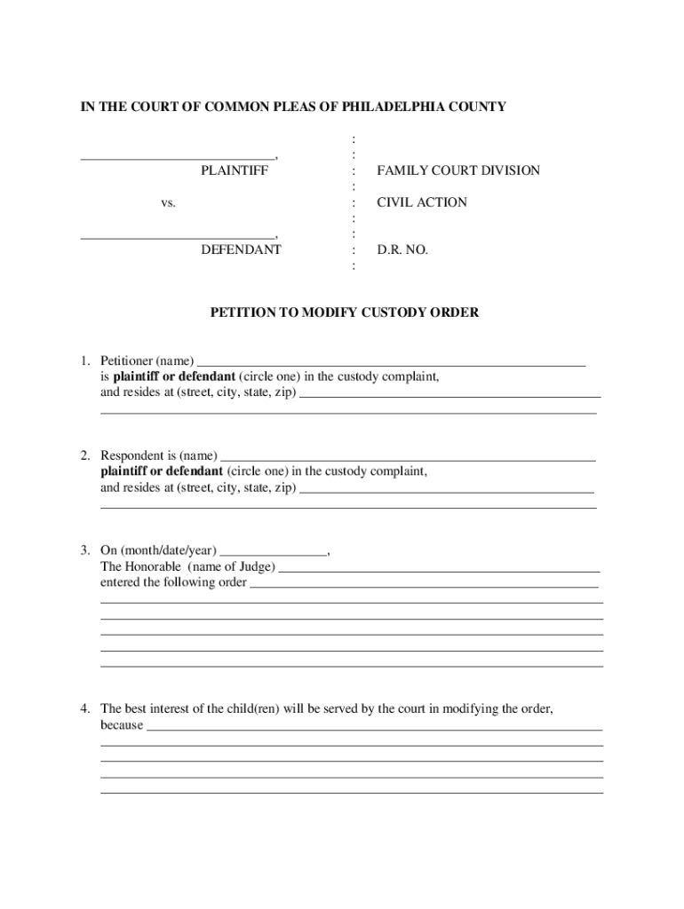 Pa Petition Modify Custody  Form