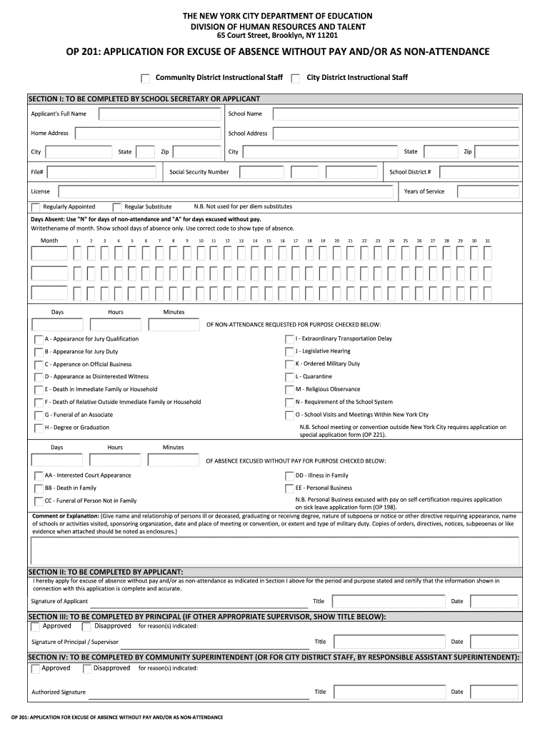 Op 201  Form