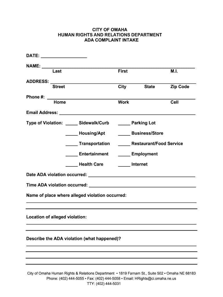 ADA Complaint Intake Form