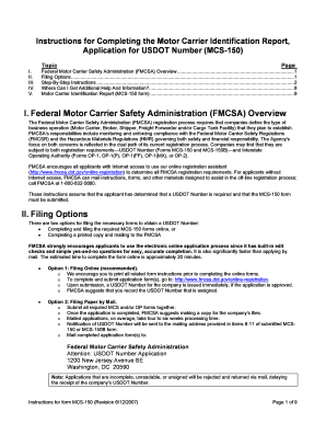 Fmcsa Dot Application  Form