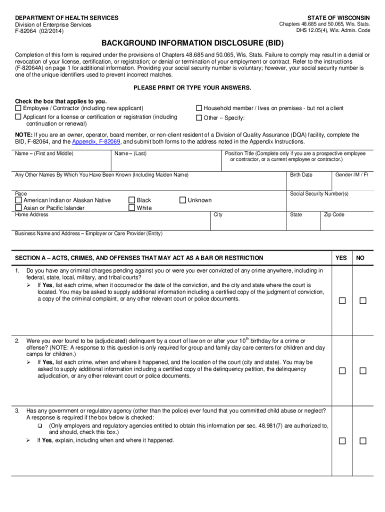 Get and Sign Financial Disclosure Form Wi 2014-2022