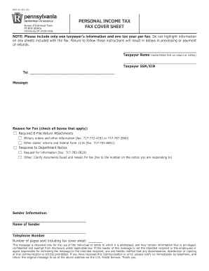 Tax Return Cover Page  Form