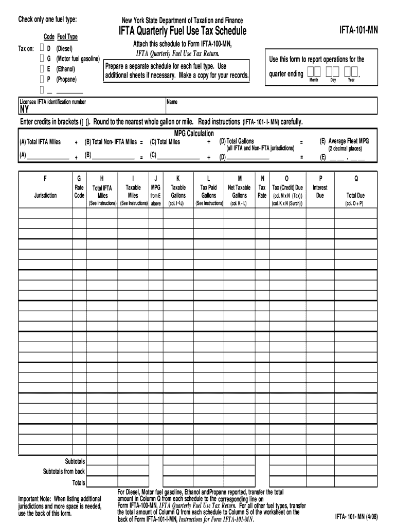 Ifta Quarterly Report Form