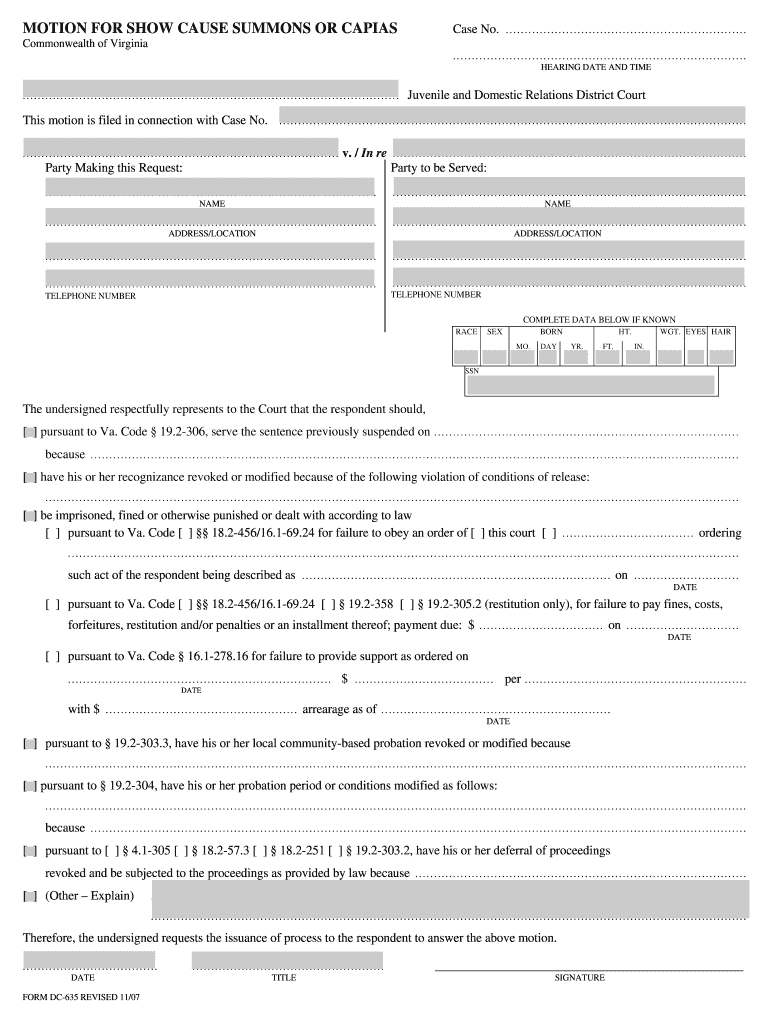 Dc 635 Form