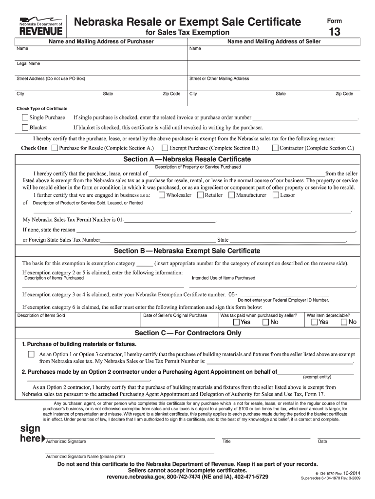Get and Sign Form 13 Nebraska 2009