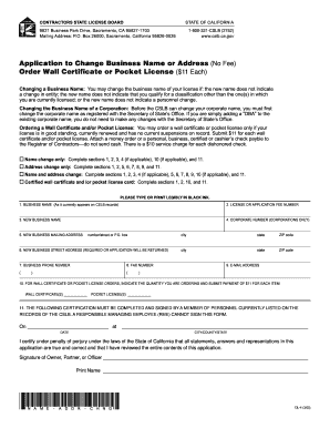  Application to Change Business Name or Address Contractors Cslb Ca 2005