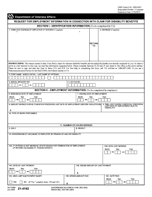 VA Form 21 4192 Vba Va