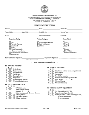 AMBULANCE INSPECTION FORM Health Tn