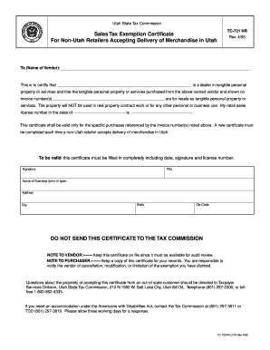 Tax Excemption Forms