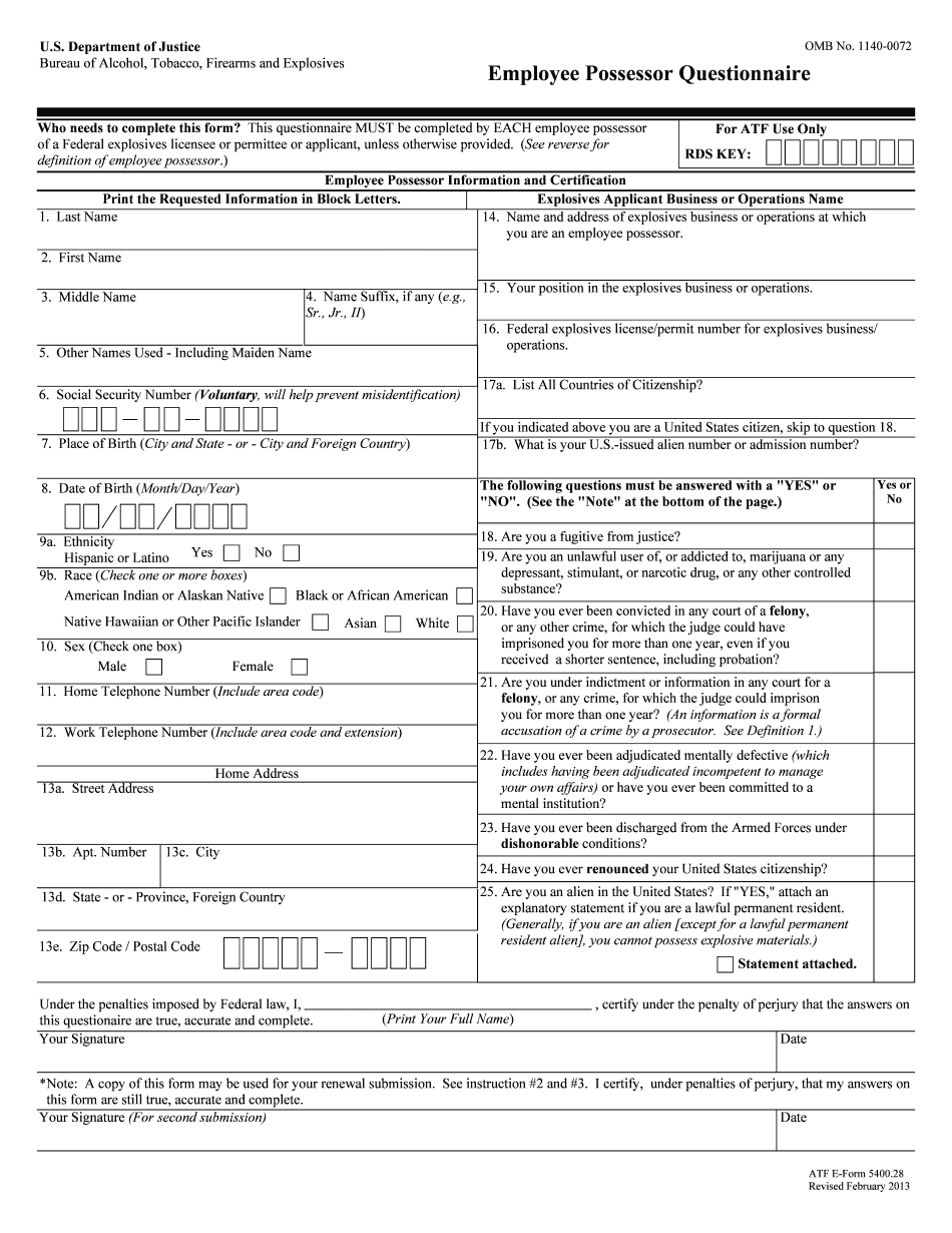  Atf Form 5400 28 2013-2024