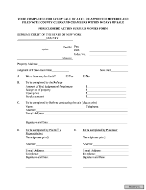 Get and Sign Foreclosure Action Surplus Monies Form