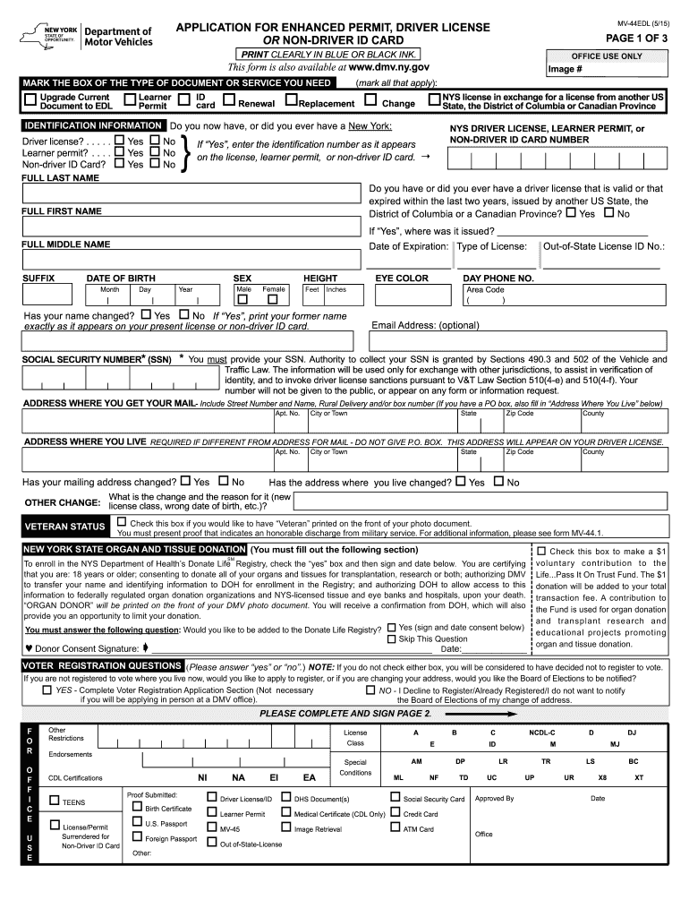  Dmv Ny Enhanced License Application 2015