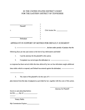 Affidavit of Default  Form