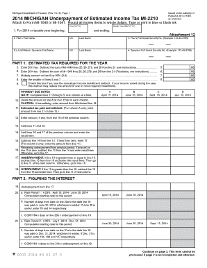 MICHIGAN Underpayment of Estimated Income Tax MI 2210 MICHIGAN Underpayment of Estimated Income Tax MI 2210 Michigan  Form