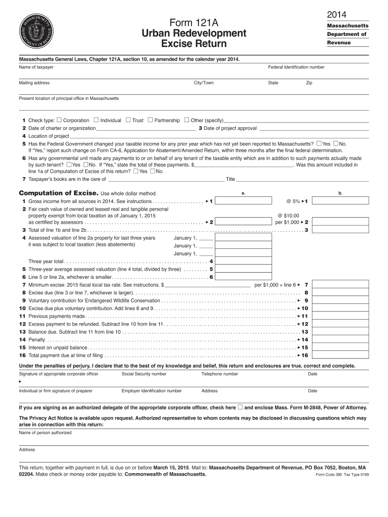  121a Return  Form 2014