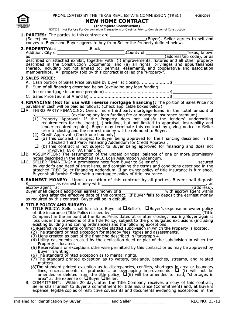  New Home Contract Incomplete Construction 2014-2024