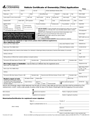  Vehicle Certificate of Ownership Title Application Dol Wa 2013