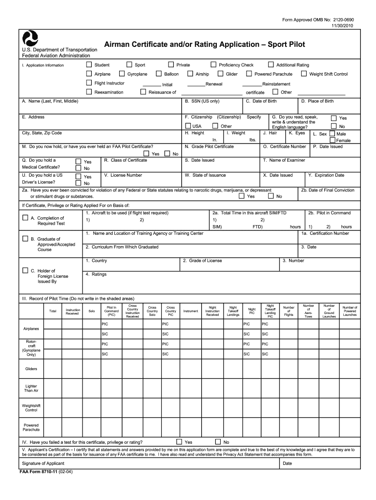  FAA Form 8710 11, Airman Certificate Faa 2015-2023