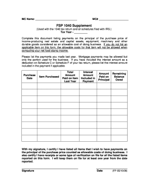 FSP 1040 Supplement ENpdf Dhhs Ne  Form