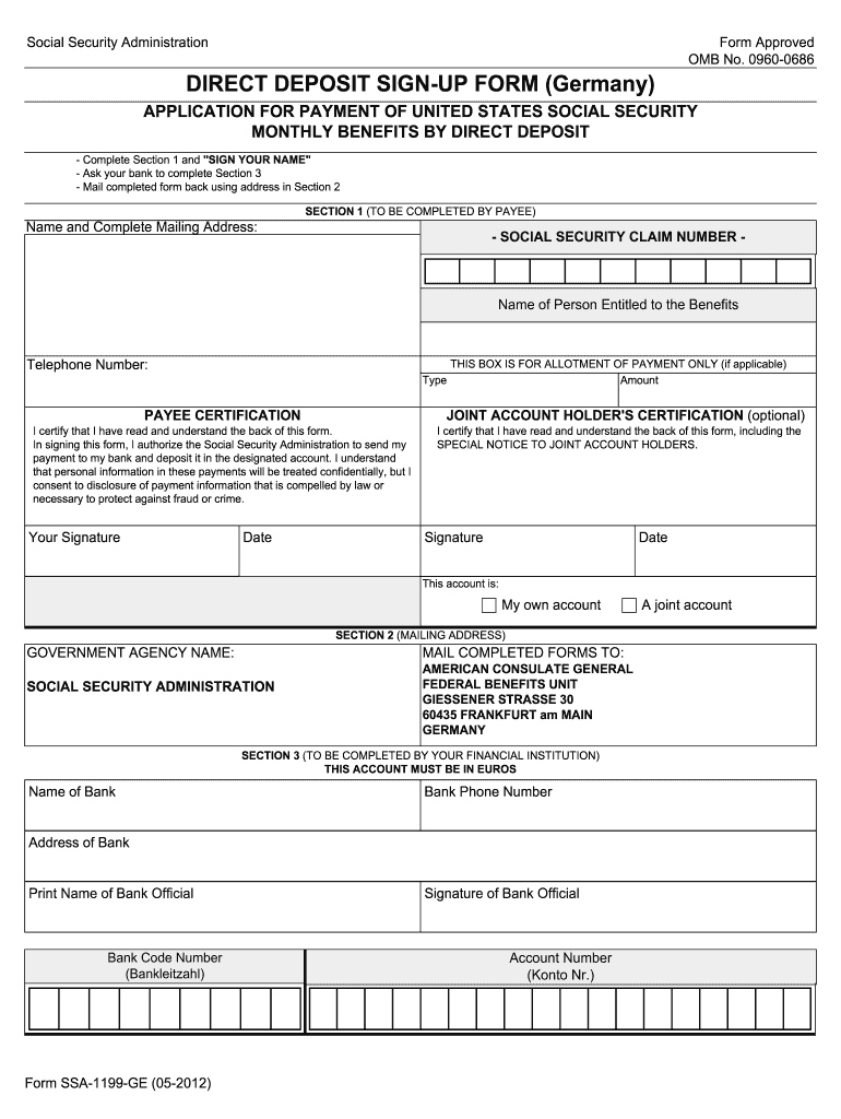  DIRECT DEPOSIT SIGN UP FORM Germany Secure Ssa 2012