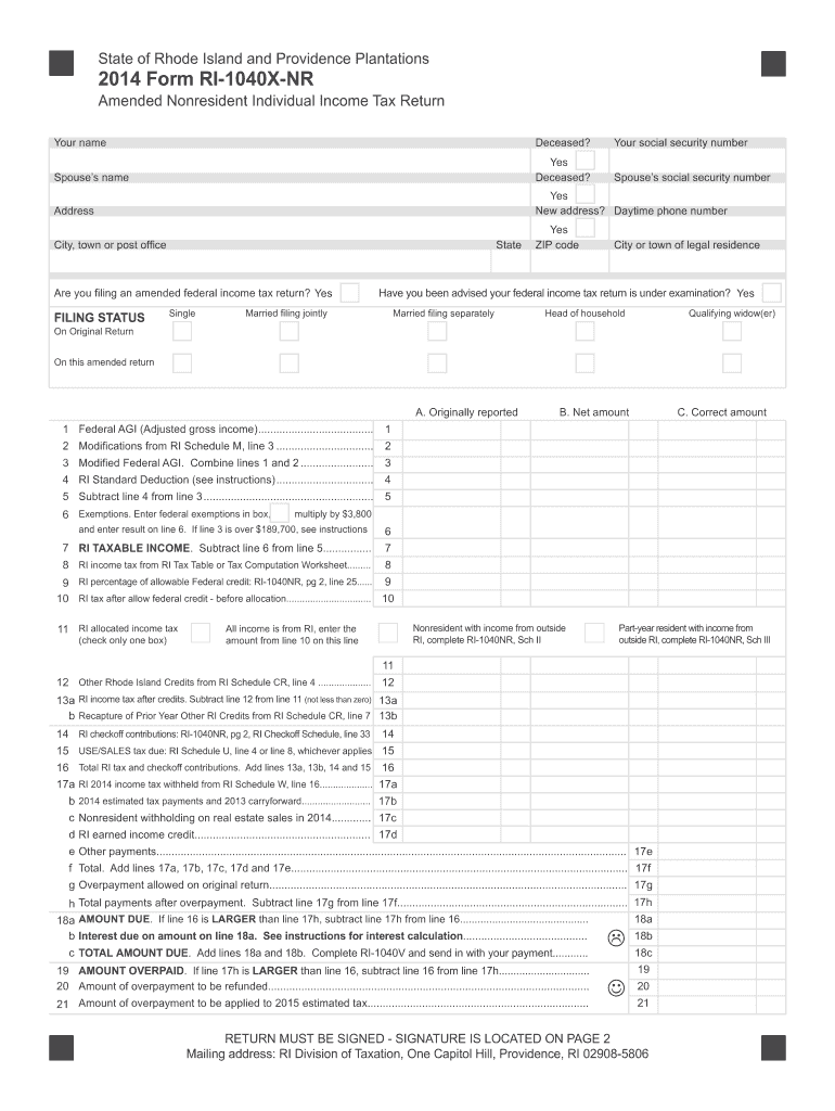  Ri Tax Amended  Form 2014