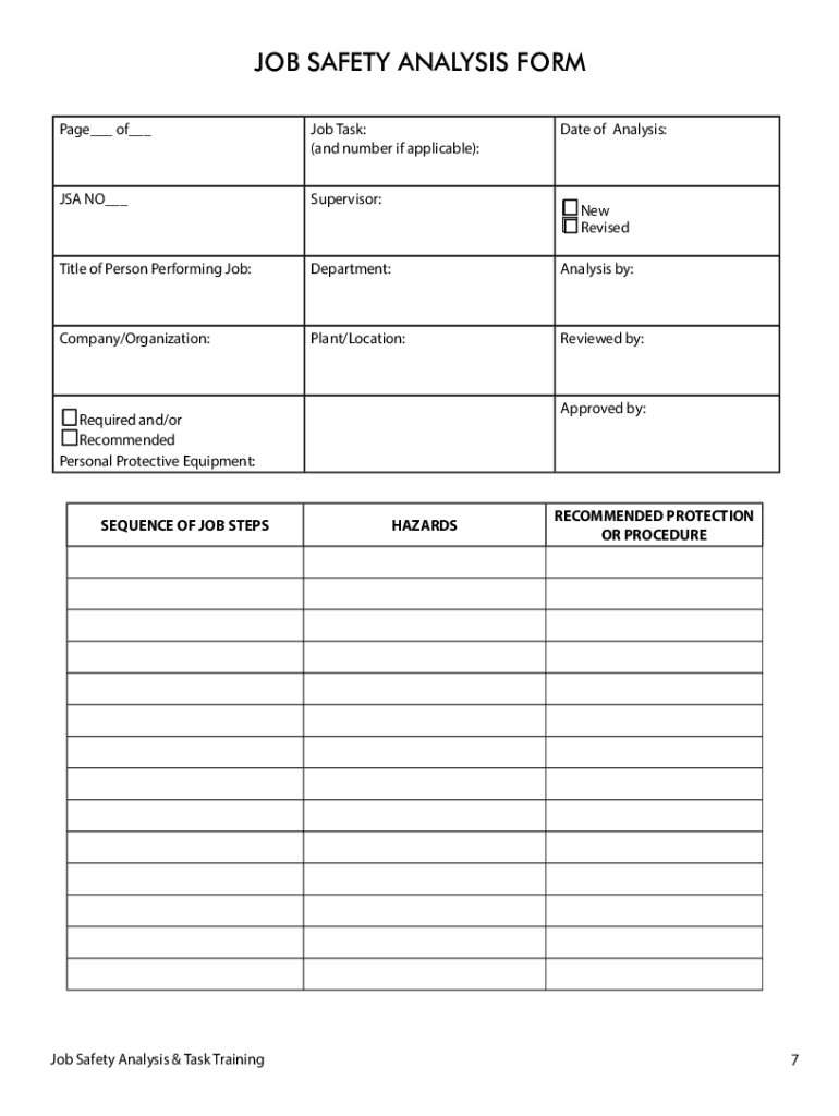 Job Safety Analysis Template  Form