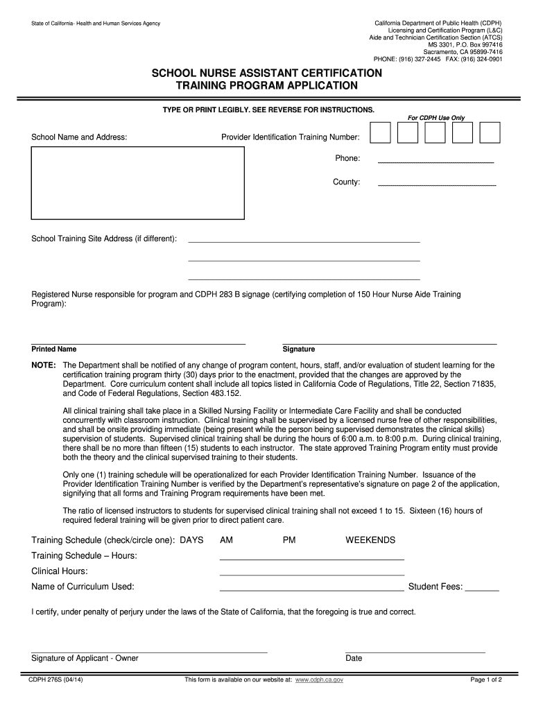 Cdph 276s  Form