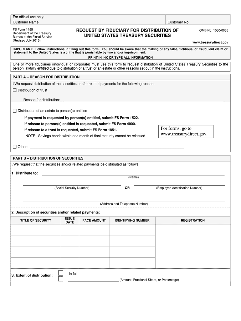  Treasury Direct Form 1455 2011-2024