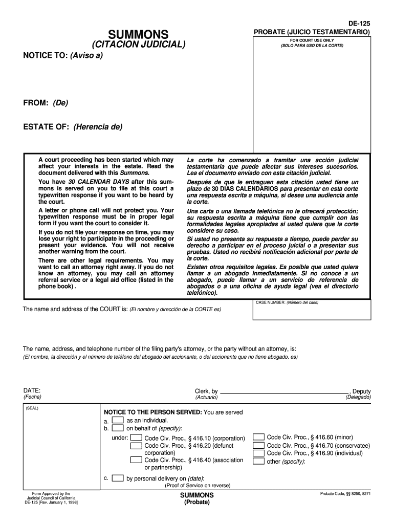 De 125  Form