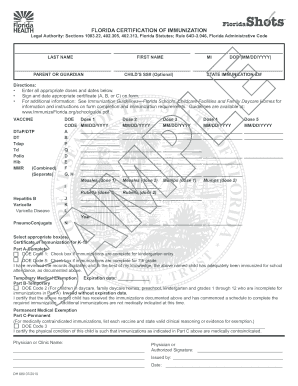 florida immunization form exemption vaccine certification printable medical dh pdf fill 680 sample blank forms sign fillable signnow pdffiller requirements