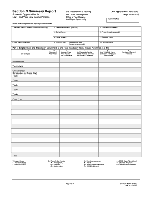 Form HUD 60002, Section 3 Summary Report Hud