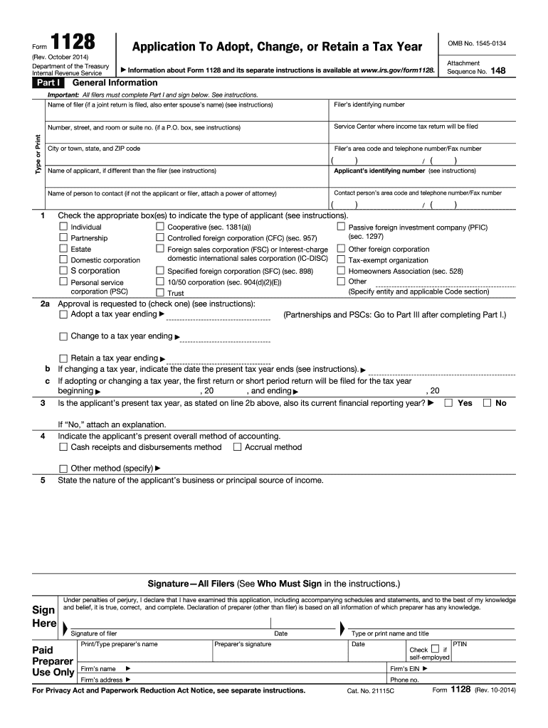  Form 1128 2014-2024