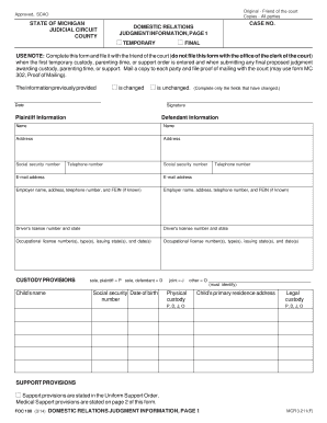 Domestic Relations Judgment  Form