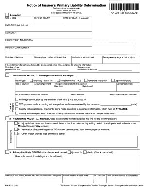 Notice of Insurer's Primary Liability Determination NOPLD Form Dli Mn