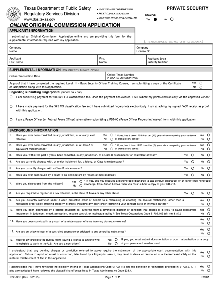 PSB 38B  Texas Department of Public Safety  Dps Texas  Form
