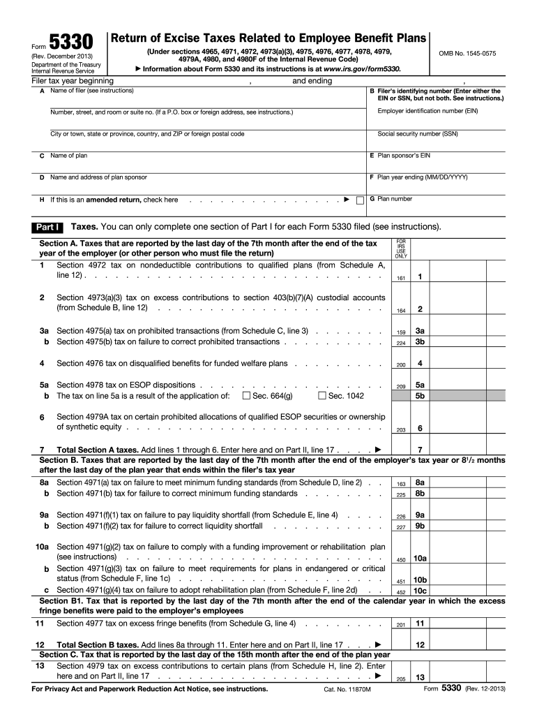  Fillable Form 5330 2013