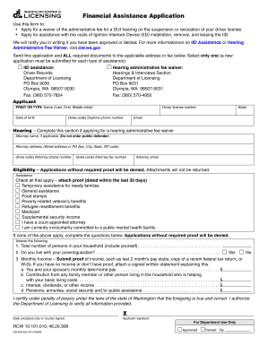 Dol Financial Assistance Application  Form