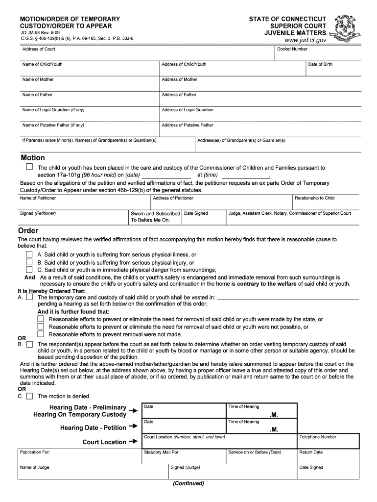  MOTIONORDER of TEMPORARY 2009