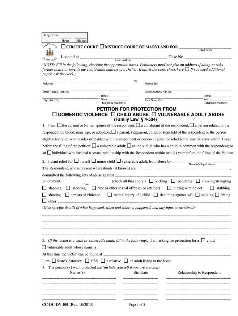 Maryland Petition  Form