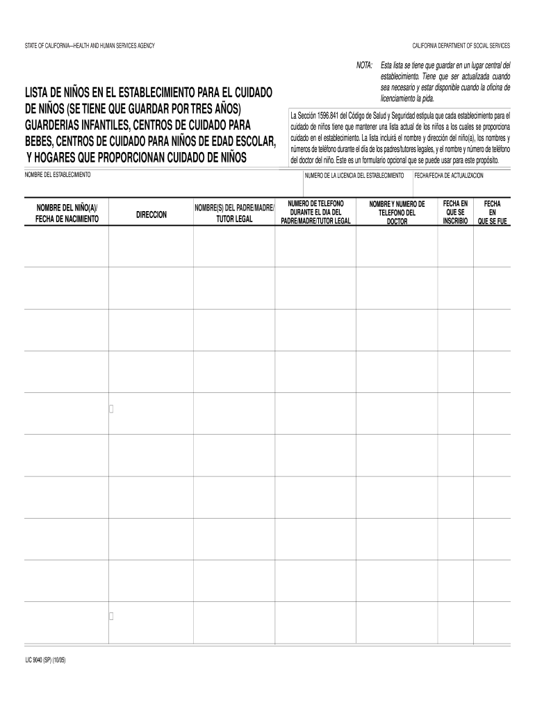 Lic 9040  Form