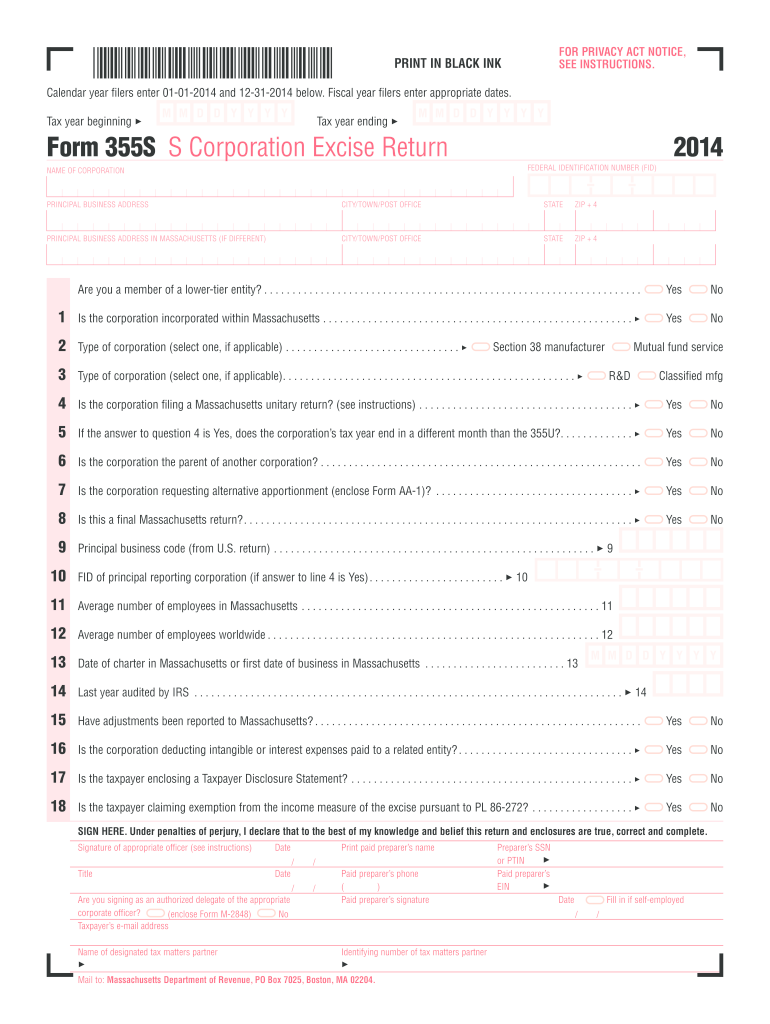  Form 355s 2014
