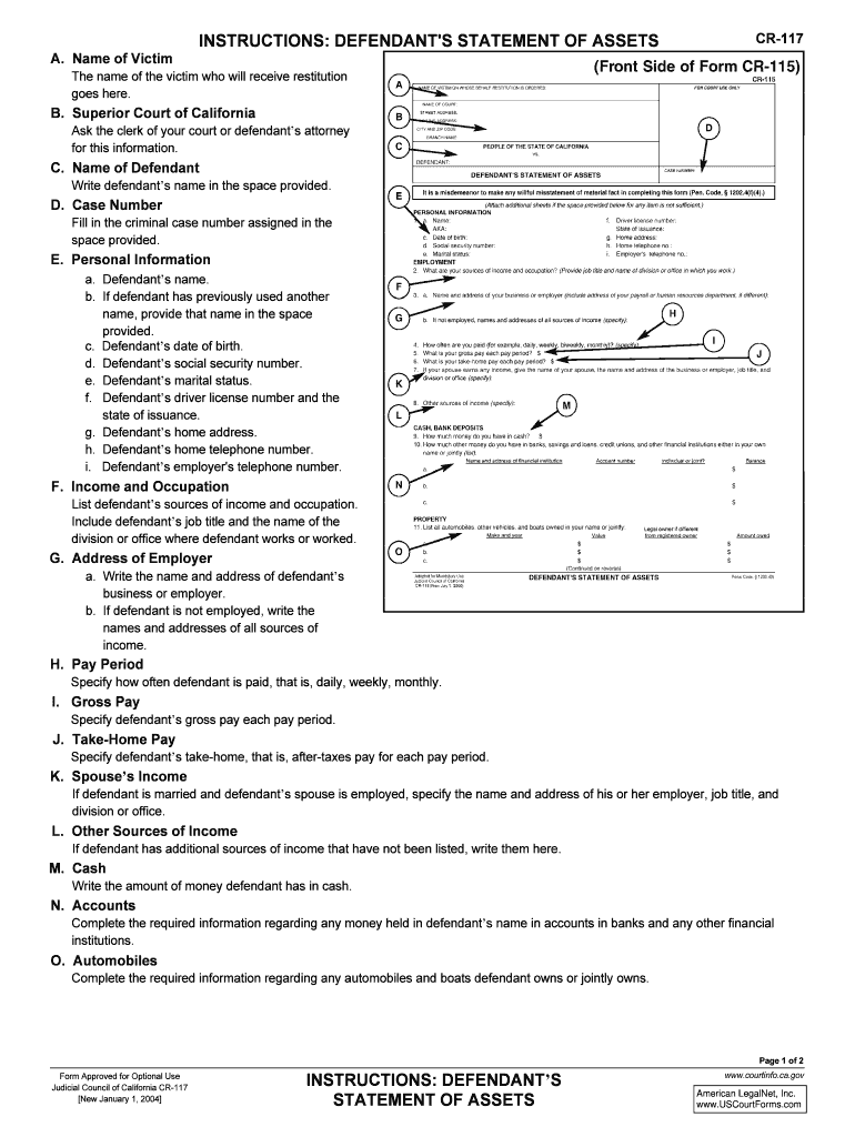 California 117 Instructions  Form