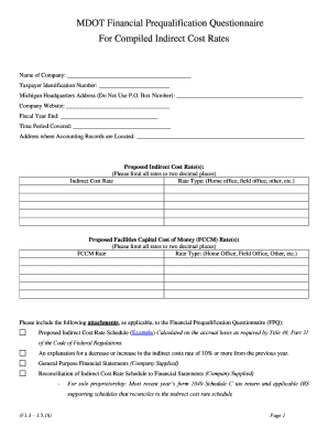  MDOT Financial Prequalification Questionnaire State of Michigan Michigan 2014